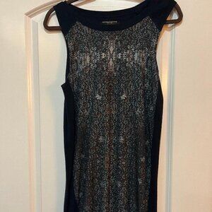 Vintage Women's All Saints tunic: digitally-printed silk panel & sweater back